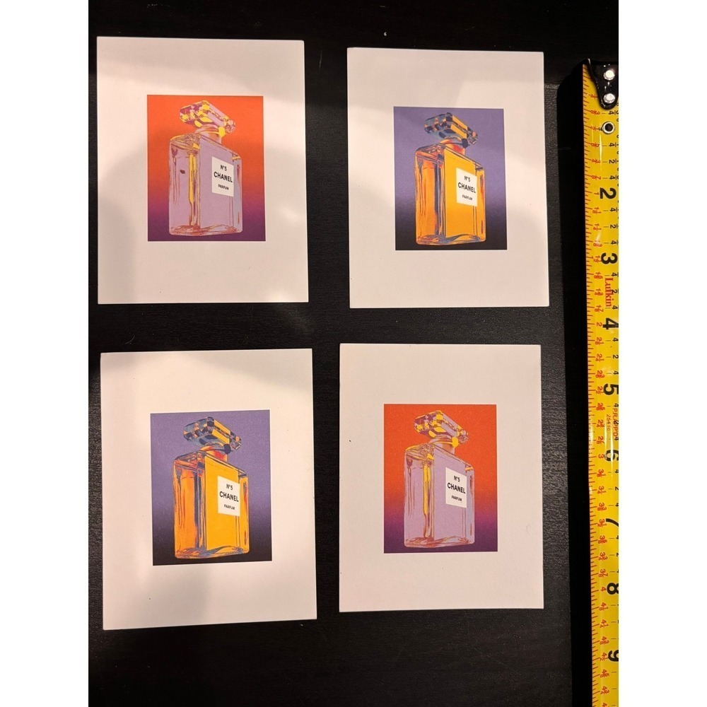 Chanel No 5 Parfum Pop Art Postcard Set 4 Prints Colorful Fragrance Decor 4x6